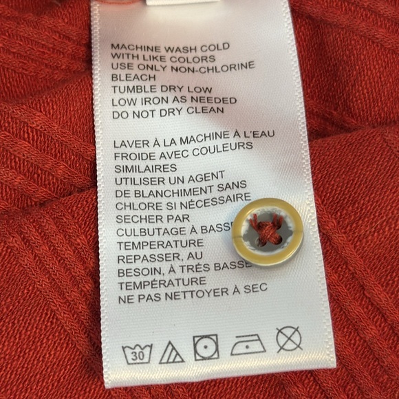 Pilcro Anthropologie Red Button Down Puff Sleeve Ribbed Knit Cardigan Top Sz S - Picture 7 of 14